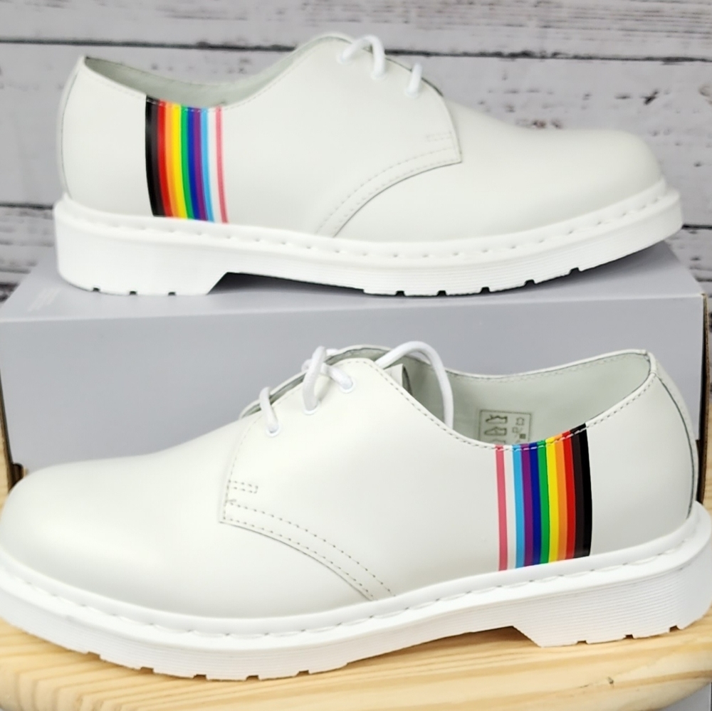 New Dr. Martens 1461 For Pride White Smooth Leather Oxford Shoes Men’s Size 10/w